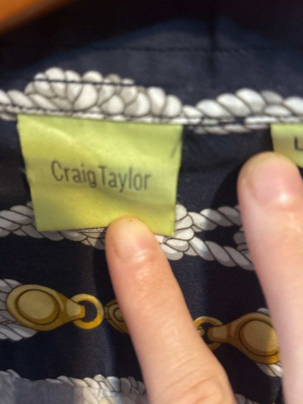Craig Taylor Navy Rope-Print Skirt Set in Navy and Gold